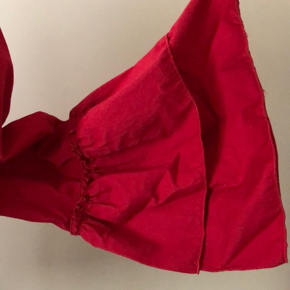 Jane & Delancey top bouse Small Lace Up Back Boho Peasant top Bell sleeves Red - Picture 4 of 7